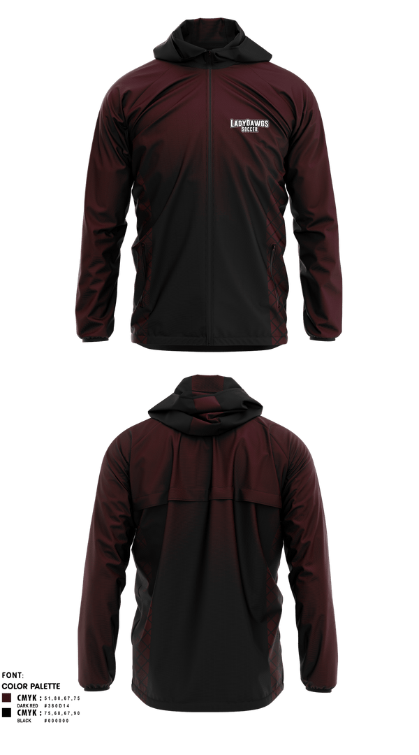 Windbreaker, LadyDawgs, Women's Soccer, Teamtime, Team time, sublimation, custom sports apparel, team uniforms, spirit wear, spiritwear, sports uniforms, custom shirts, team store, custom team store, fundraiser sports, apparel fundraiser