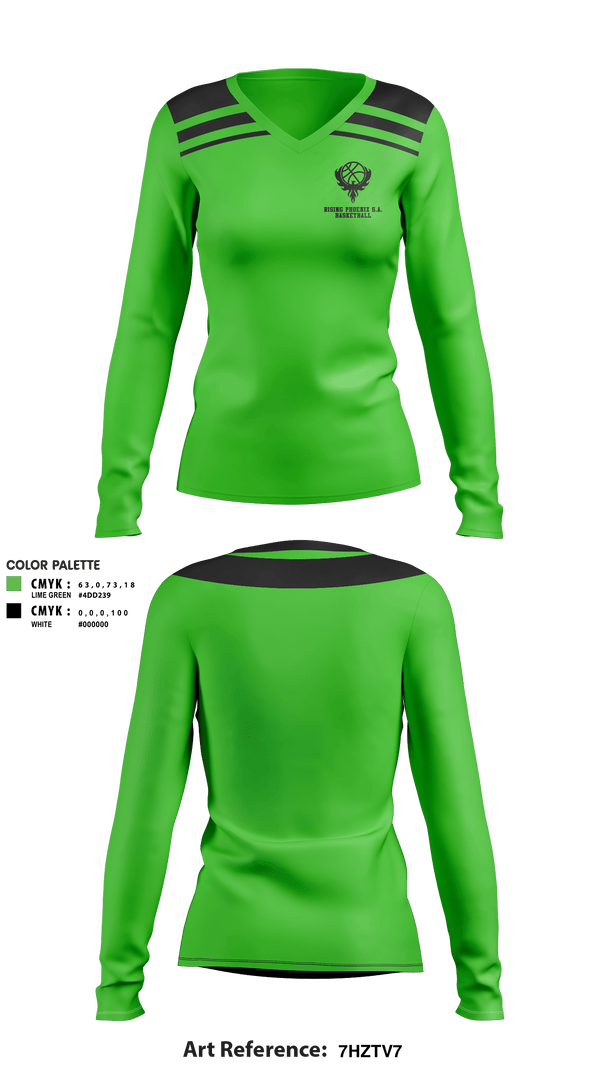 Women's Long Sleeve Vneck Shirt, Rising Phoenix S.A., Men's Basketball, Teamtime, Team time, sublimation, custom sports apparel, team uniforms, spirit wear, spiritwear, sports uniforms, custom shirts, team store, custom team store, fundraiser sports, apparel fundraiser