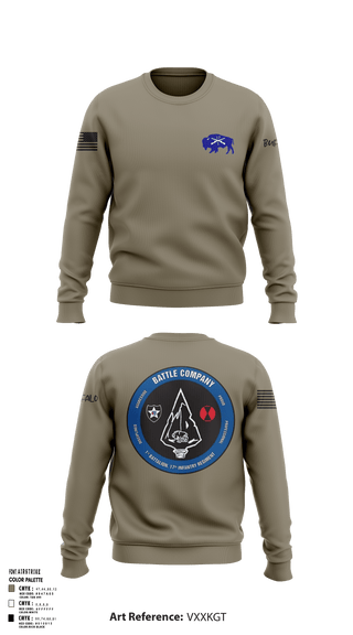 Crew Neck Sweatshirt, Battle company 1-17IN, Army, Teamtime, Team time, sublimation, custom sports apparel, team uniforms, spirit wear, spiritwear, sports uniforms, custom shirts, team store, custom team store, fundraiser sports, apparel fundraiser