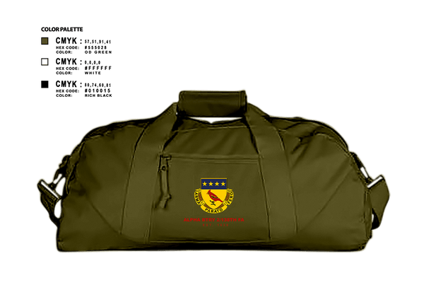 Duffle Bag, Alpha BTRY 2/138th FA, National Guard, Teamtime, Team time, sublimation, custom sports apparel, team uniforms, spirit wear, spiritwear, sports uniforms, custom shirts, team store, custom team store, fundraiser sports, apparel fundraiser
