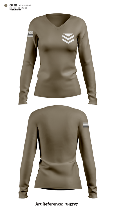 B Div. 68904592 Women's Long Sleeve V-neck Shirt - 1
