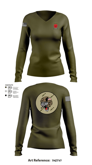 Women's Long Sleeve Vneck Shirt, Aco 1-111th secfor1-111 MTR renew, National Guard, Teamtime, Team time, sublimation, custom sports apparel, team uniforms, spirit wear, spiritwear, sports uniforms, custom shirts, team store, custom team store, fundraiser sports, apparel fundraiser