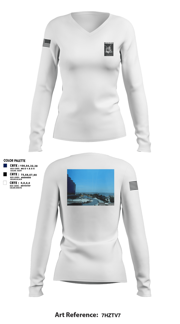 Women's Long Sleeve Vneck Shirt, VQ-1, Navy, Teamtime, Team time, sublimation, custom sports apparel, team uniforms, spirit wear, spiritwear, sports uniforms, custom shirts, team store, custom team store, fundraiser sports, apparel fundraiser