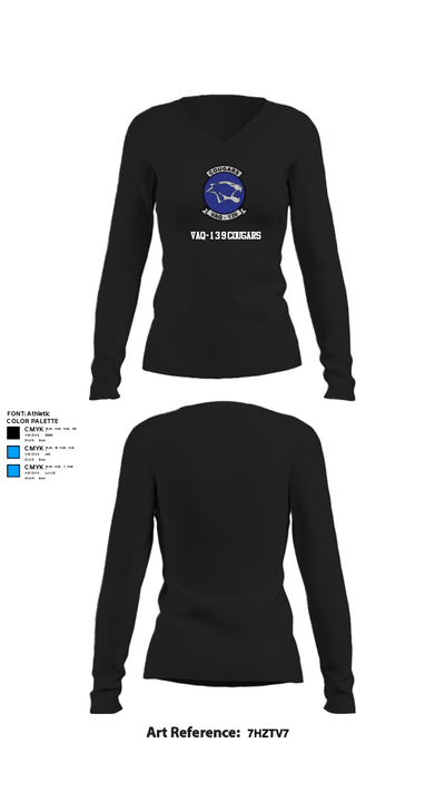 VAQ-139 Cougars 17202131 Women's Long Sleeve V-neck Shirt - 21