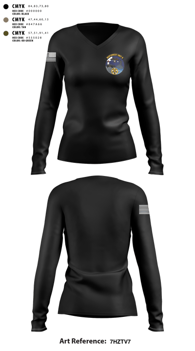 ODNR 43918731 Women's Long Sleeve V-neck Shirt - 1