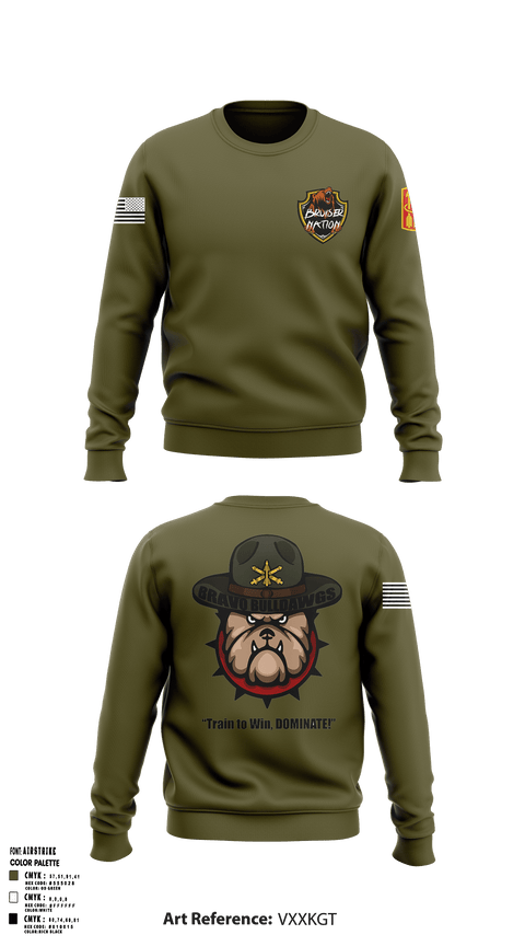 Crew Neck Sweatshirt, 13TH Missile Defense BatteryB/3-6 ADA BNBravo Bulldawgs, Army, Teamtime, Team time, sublimation, custom sports apparel, team uniforms, spirit wear, spiritwear, sports uniforms, custom shirts, team store, custom team store, fundraiser sports, apparel fundraiser