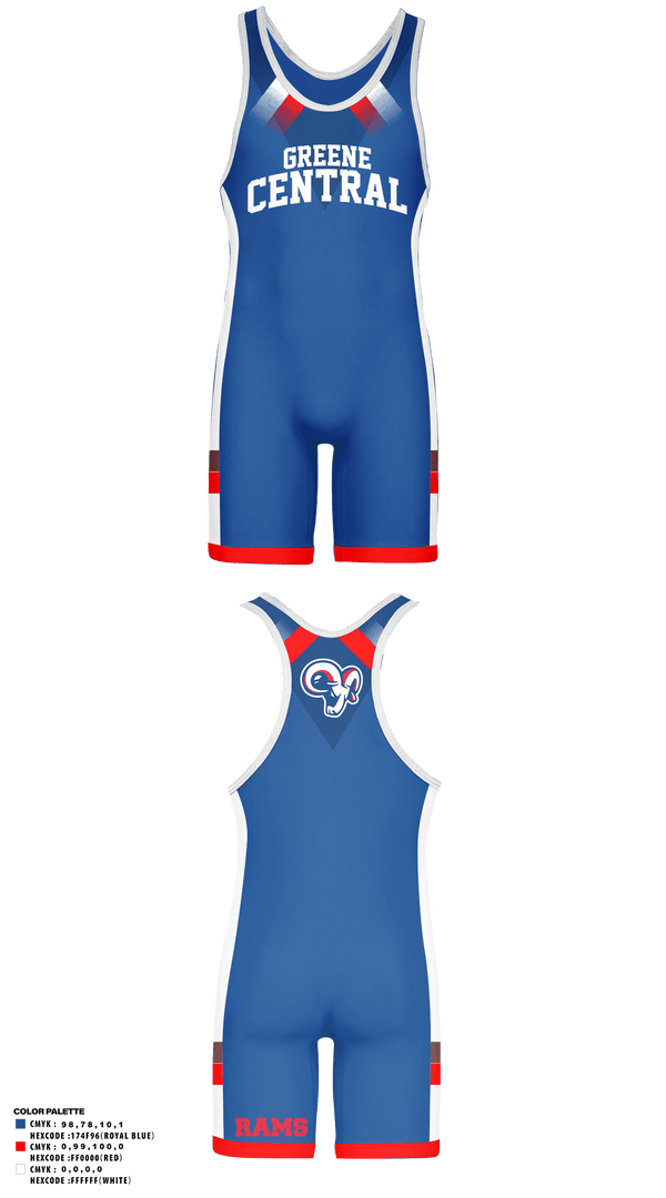Wrestling Singlet, Greene Central Rams, Wrestling, Teamtime, Team time, sublimation, custom sports apparel, team uniforms, spirit wear, spiritwear, sports uniforms, custom shirts, team store, custom team store, fundraiser sports, apparel fundraiser