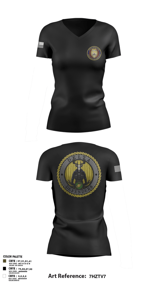Women's Short Sleeve Vneck Shirt, PMO Delta, Marines, Teamtime, Team time, sublimation, custom sports apparel, team uniforms, spirit wear, spiritwear, sports uniforms, custom shirts, team store, custom team store, fundraiser sports, apparel fundraiser