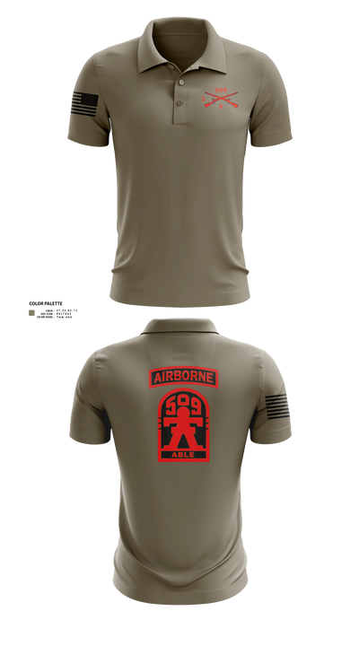 3-509th Parachute Infantry BN Able Nation 10459424 Short Sleeve Performance Polo - 22