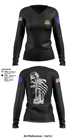 Women's Long Sleeve Vneck Shirt, 962D QUARTERMASTER COMPANY (MORTUARY AFFAIRS), Army, Teamtime, Team time, sublimation, custom sports apparel, team uniforms, spirit wear, spiritwear, sports uniforms, custom shirts, team store, custom team store, fundraiser sports, apparel fundraiser
