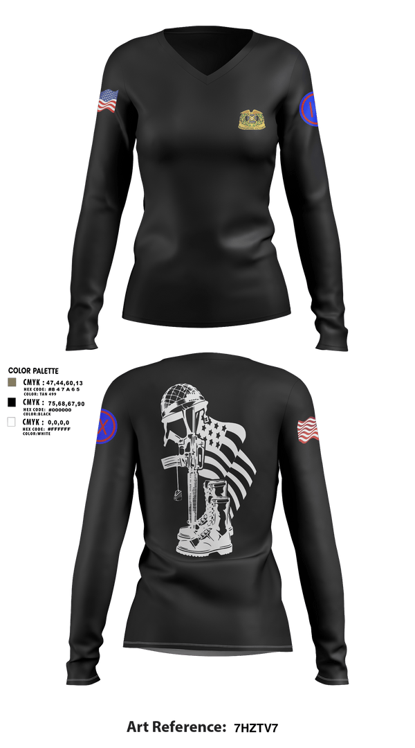 Women's Long Sleeve Vneck Shirt, 962D QUARTERMASTER COMPANY (MORTUARY AFFAIRS), Army, Teamtime, Team time, sublimation, custom sports apparel, team uniforms, spirit wear, spiritwear, sports uniforms, custom shirts, team store, custom team store, fundraiser sports, apparel fundraiser