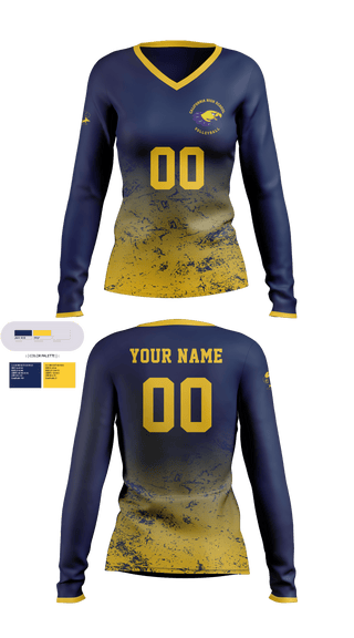 Women's Long Sleeve Vneck Shirt, California High School Volleyball, Women's Volleyball, Teamtime, Team time, sublimation, custom sports apparel, team uniforms, spirit wear, spiritwear, sports uniforms, custom shirts, team store, custom team store, fundraiser sports, apparel fundraiser