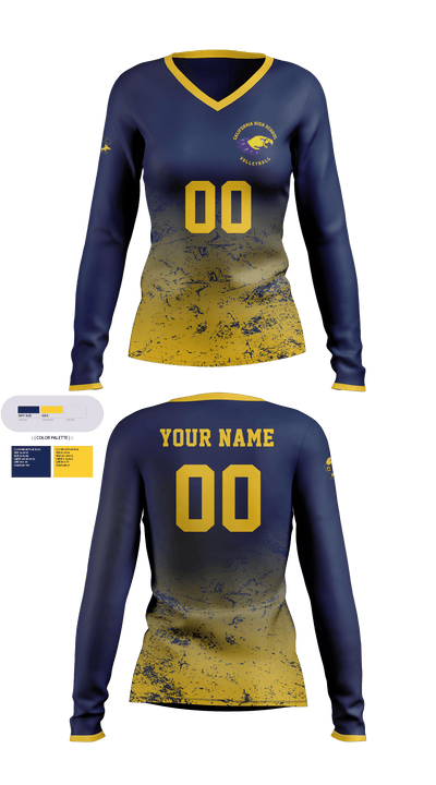 California High School Volleyball 15449985 Women's Long Sleeve V-neck Shirt - 1