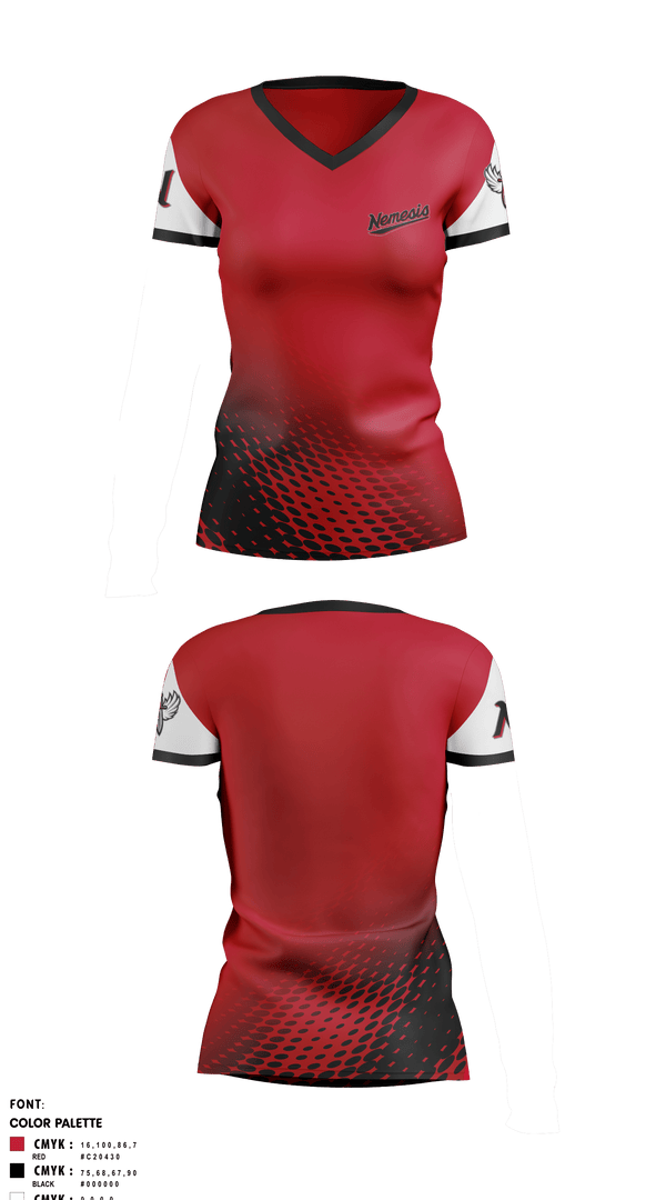 Women's Short Sleeve Vneck Shirt, NEMESISOCS 117th RTI, Softball, Teamtime, Team time, sublimation, custom sports apparel, team uniforms, spirit wear, spiritwear, sports uniforms, custom shirts, team store, custom team store, fundraiser sports, apparel fundraiser