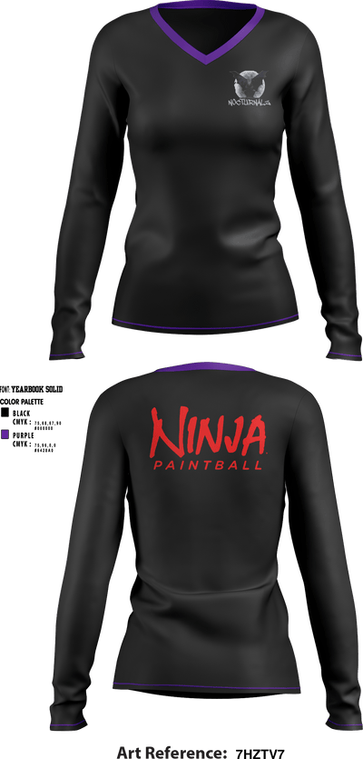 Nocturnalz 5555113 Women's Long Sleeve V-neck Shirt - 1