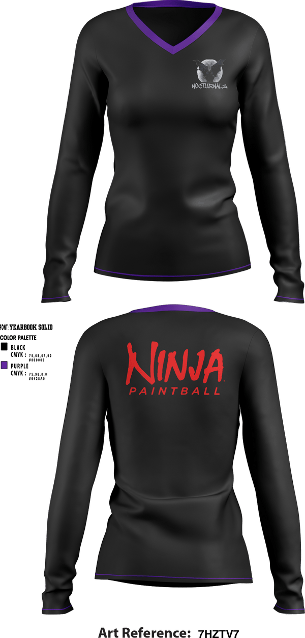 Women's Long Sleeve Vneck Shirt, Nocturnalz, Spirit Store, Teamtime, Team time, sublimation, custom sports apparel, team uniforms, spirit wear, spiritwear, sports uniforms, custom shirts, team store, custom team store, fundraiser sports, apparel fundraiser