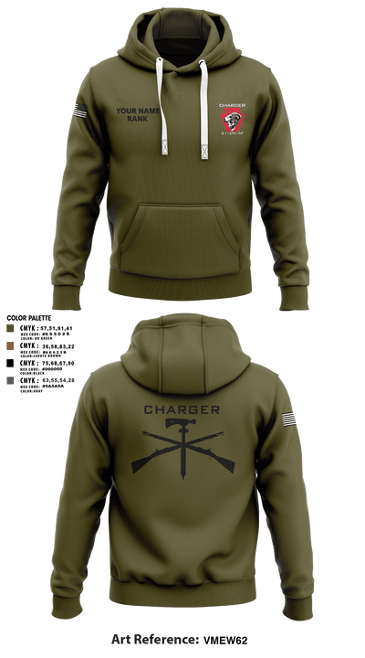 Charger Co. / 2-112th Infantry Battalion 37738588 Hoodie - 93