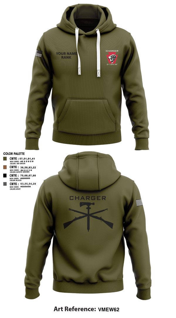 Hoodie, Charger Co. / 2-112th Infantry Battalion, National Guard, Teamtime, Team time, sublimation, custom sports apparel, team uniforms, spirit wear, spiritwear, sports uniforms, custom shirts, team store, custom team store, fundraiser sports, apparel fundraiser