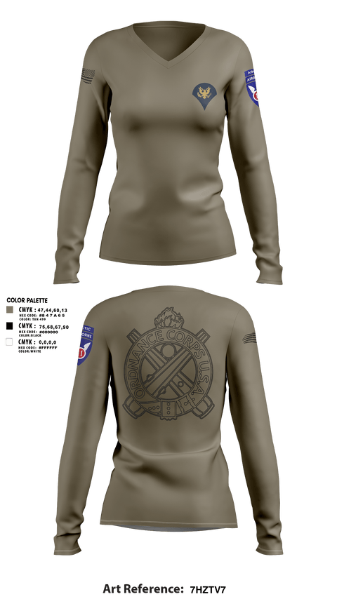 Women's Long Sleeve Vneck Shirt, 205TH MOD, Army, Teamtime, Team time, sublimation, custom sports apparel, team uniforms, spirit wear, spiritwear, sports uniforms, custom shirts, team store, custom team store, fundraiser sports, apparel fundraiser