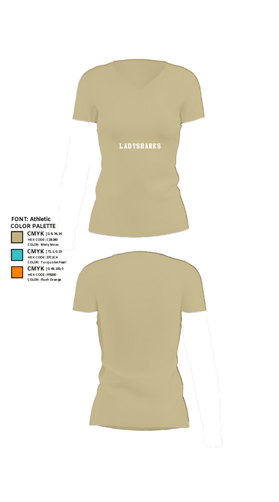 LadySharks 43984215 Women's Short Sleeve V-neck Shirt - 26