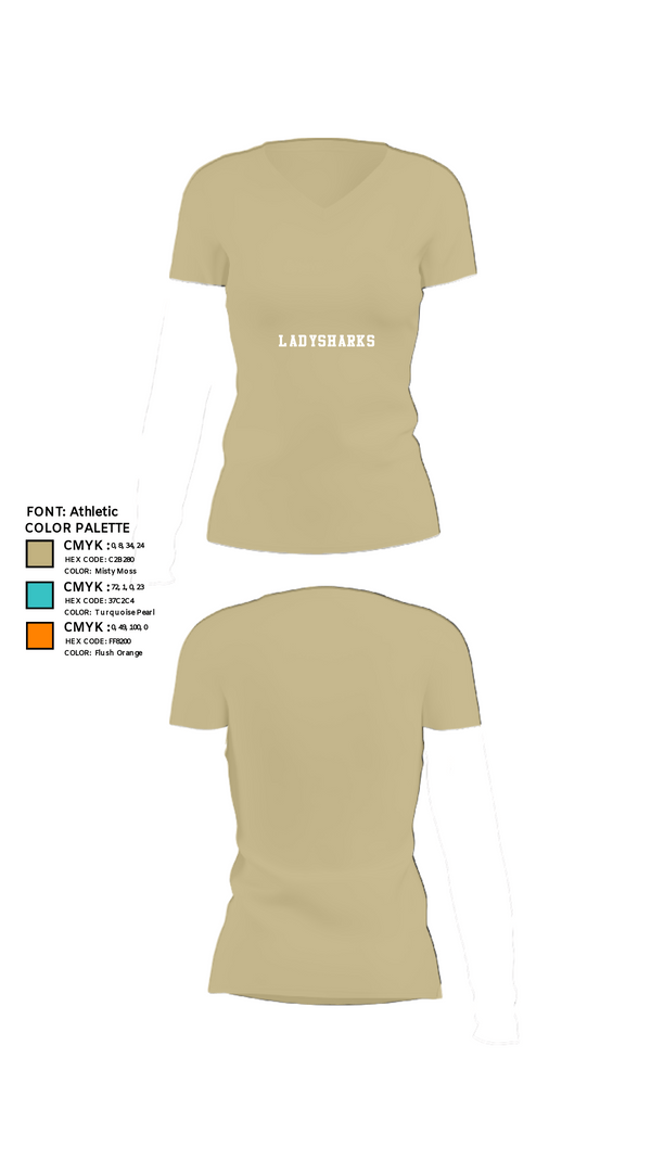 Women's Short Sleeve Vneck Shirt, LadySharks, Women's Volleyball, Teamtime, Team time, sublimation, custom sports apparel, team uniforms, spirit wear, spiritwear, sports uniforms, custom shirts, team store, custom team store, fundraiser sports, apparel fundraiser