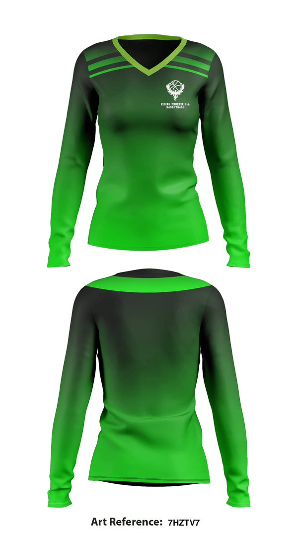 Women's Long Sleeve Vneck Shirt, Rising Phoenix S.A., Men's Basketball, Teamtime, Team time, sublimation, custom sports apparel, team uniforms, spirit wear, spiritwear, sports uniforms, custom shirts, team store, custom team store, fundraiser sports, apparel fundraiser