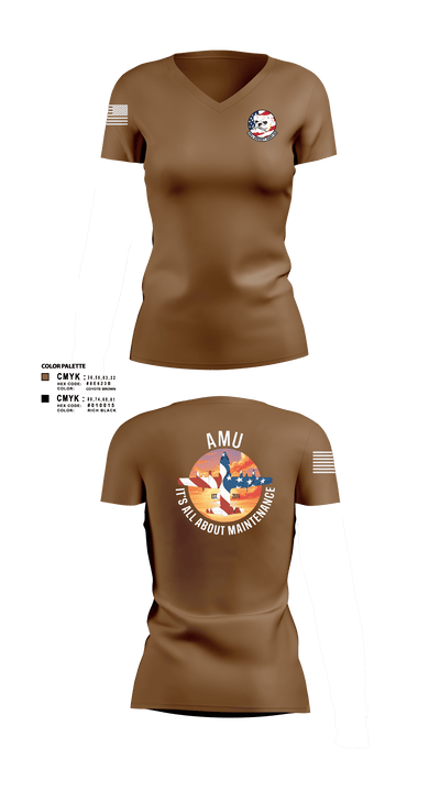910th AMU 89979521 Women's Short Sleeve V-neck Shirt - 101