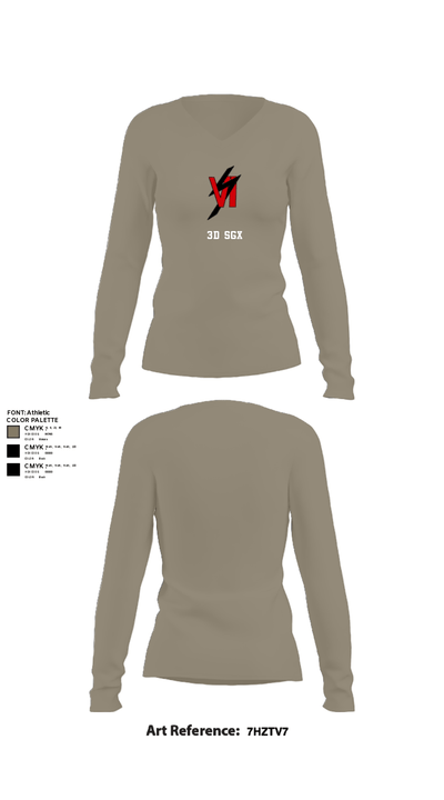 3d SGX 10101271 Women's Long Sleeve V-neck Shirt - 62