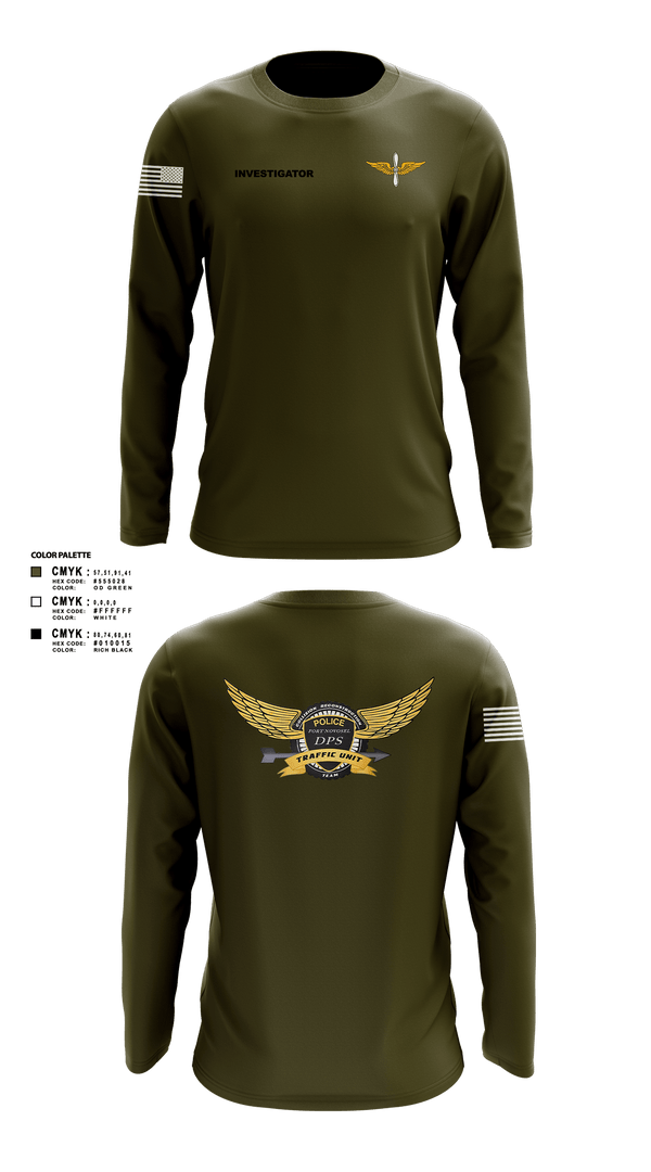 Long Sleeve Performance Shirt, Investigator, Army, Teamtime, Team time, sublimation, custom sports apparel, team uniforms, spirit wear, spiritwear, sports uniforms, custom shirts, team store, custom team store, fundraiser sports, apparel fundraiser