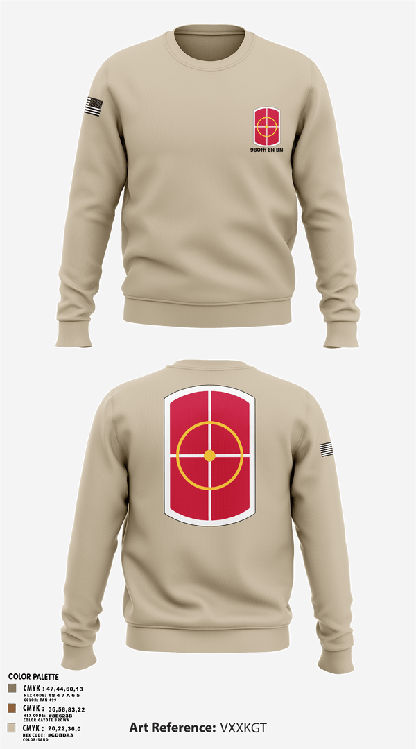 Crew Neck Sweatshirt, 980th EN BN, Army, Teamtime, Team time, sublimation, custom sports apparel, team uniforms, spirit wear, spiritwear, sports uniforms, custom shirts, team store, custom team store, fundraiser sports, apparel fundraiser