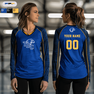 Women's Long Sleeve Vneck Shirt, Trinity Baptist College Volleyball, Women's Volleyball, Teamtime, Team time, sublimation, custom sports apparel, team uniforms, spirit wear, spiritwear, sports uniforms, custom shirts, team store, custom team store, fundraiser sports, apparel fundraiser