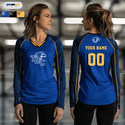 Trinity Baptist College Volleyball 38346393 Women's Long Sleeve V-neck Shirt - 2