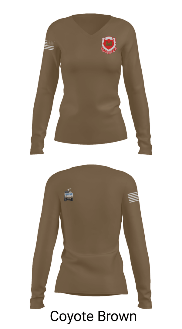 Women's Long Sleeve Vneck Shirt, 185th Engineer Support Company, , Teamtime, Team time, sublimation, custom sports apparel, team uniforms, spirit wear, spiritwear, sports uniforms, custom shirts, team store, custom team store, fundraiser sports, apparel fundraiser