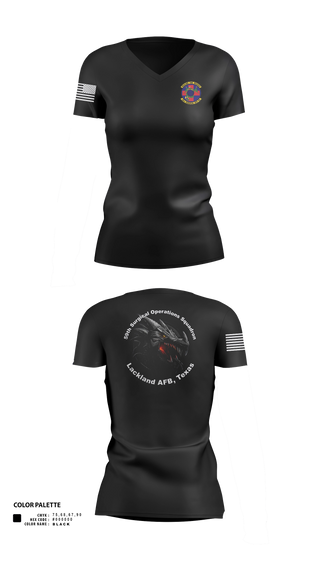 Women's Short Sleeve Vneck Shirt, 59th Surgical Operations Squadron, Air Force, Teamtime, Team time, sublimation, custom sports apparel, team uniforms, spirit wear, spiritwear, sports uniforms, custom shirts, team store, custom team store, fundraiser sports, apparel fundraiser