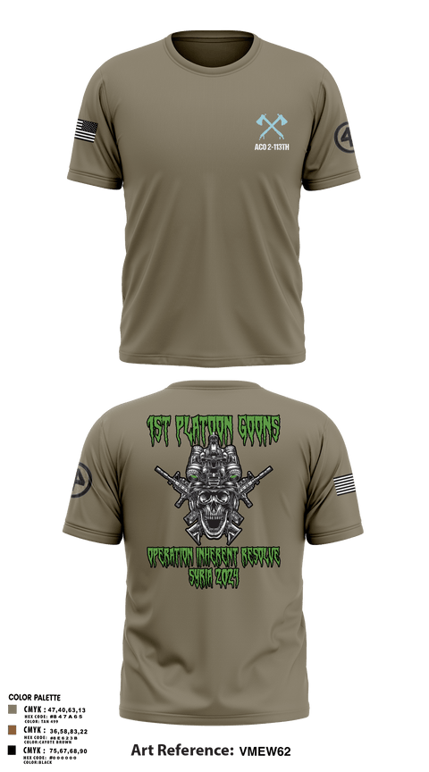Short Sleeve Performance Shirt, A-CO 2-113th Infantry, Army, Teamtime, Team time, sublimation, custom sports apparel, team uniforms, spirit wear, spiritwear, sports uniforms, custom shirts, team store, custom team store, fundraiser sports, apparel fundraiser