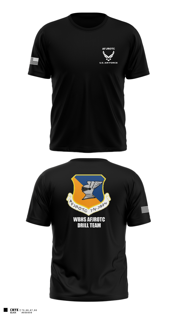 Old School Cotton Feel Shirt, WBHS AFJROTC, Air Force, Teamtime, Team time, sublimation, custom sports apparel, team uniforms, spirit wear, spiritwear, sports uniforms, custom shirts, team store, custom team store, fundraiser sports, apparel fundraiser