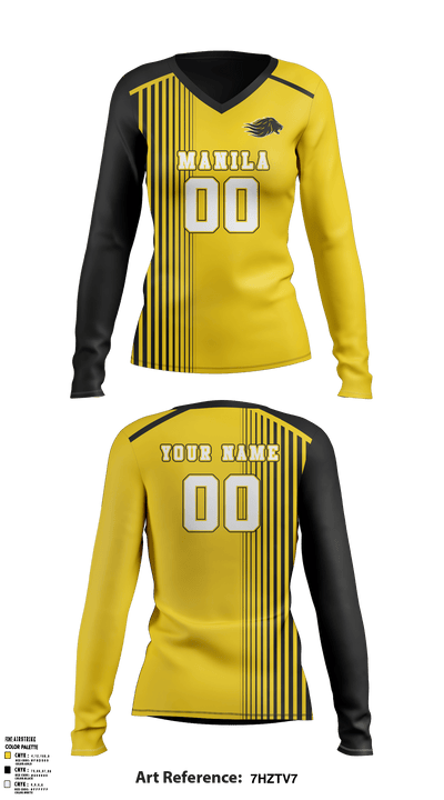 Manila Middle School Volleyball 11033273 Women's Long Sleeve V-neck Shirt - 3