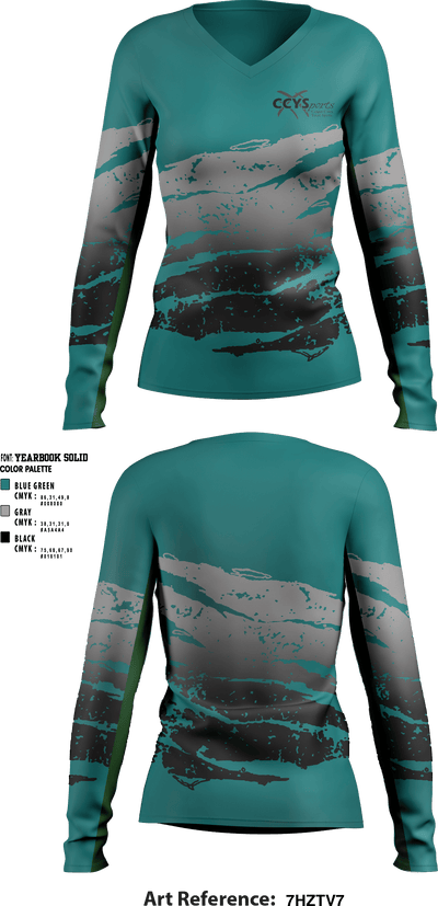 Copper Cities Youth Sports 81576985 Women's Long Sleeve V-neck Shirt - 1