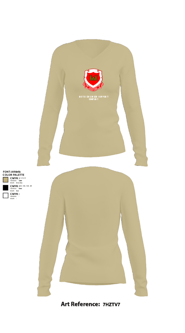 Women's Long Sleeve Vneck Shirt, 185th Engineer Support Company, , Teamtime, Team time, sublimation, custom sports apparel, team uniforms, spirit wear, spiritwear, sports uniforms, custom shirts, team store, custom team store, fundraiser sports, apparel fundraiser