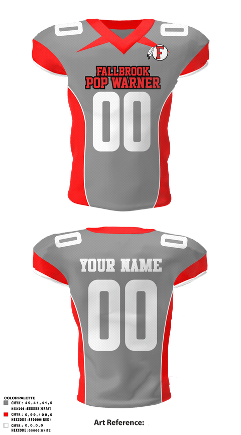 Football Jersey, Fallbrook Pop Warner Football League, Football, Teamtime, Team time, sublimation, custom sports apparel, team uniforms, spirit wear, spiritwear, sports uniforms, custom shirts, team store, custom team store, fundraiser sports, apparel fundraiser