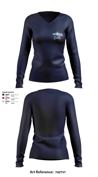 Women's Long Sleeve Vneck Shirt, Texas Titans Youth Football, Football, Teamtime, Team time, sublimation, custom sports apparel, team uniforms, spirit wear, spiritwear, sports uniforms, custom shirts, team store, custom team store, fundraiser sports, apparel fundraiser