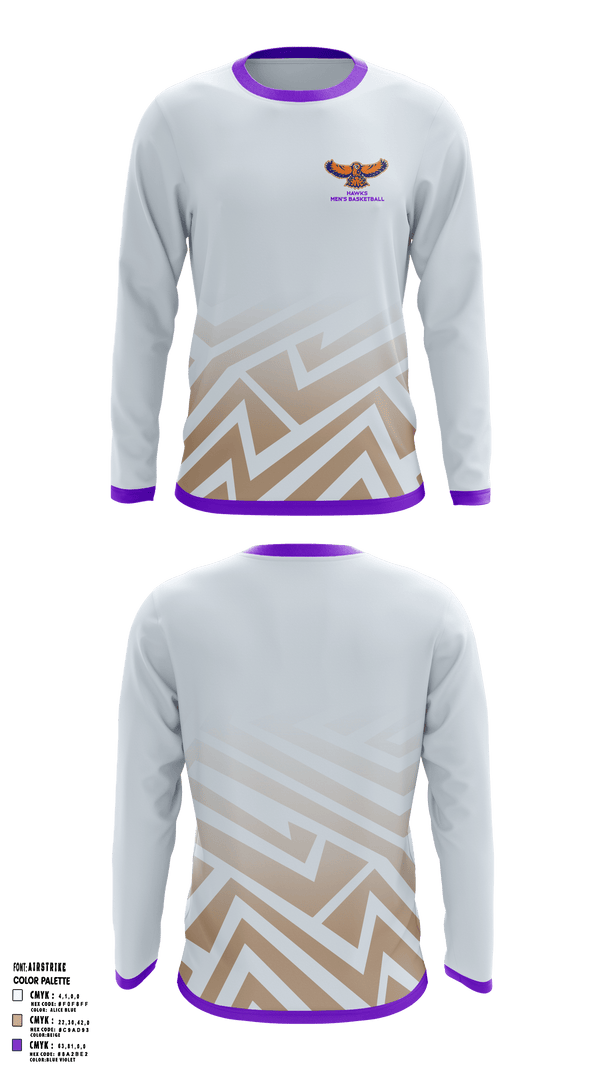 Long Sleeve Performance Shirt, Hawks, Men's Basketball, Teamtime, Team time, sublimation, custom sports apparel, team uniforms, spirit wear, spiritwear, sports uniforms, custom shirts, team store, custom team store, fundraiser sports, apparel fundraiser