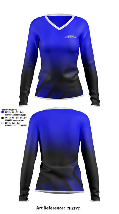 Stockton Storm Cyclones 70214374 Women's Long Sleeve V-neck Shirt - 1
