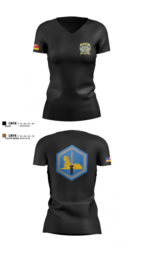 Women's Short Sleeve Vneck Shirt, HHC, 66th MIB-T, , Teamtime, Team time, sublimation, custom sports apparel, team uniforms, spirit wear, spiritwear, sports uniforms, custom shirts, team store, custom team store, fundraiser sports, apparel fundraiser