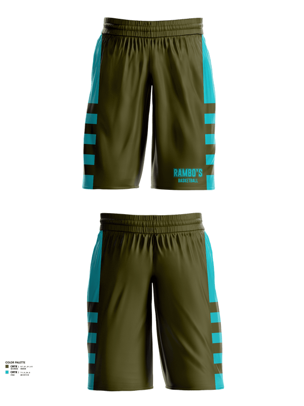 Mens Basketball Shorts, Rambo’s, Men's Basketball, Teamtime, Team time, sublimation, custom sports apparel, team uniforms, spirit wear, spiritwear, sports uniforms, custom shirts, team store, custom team store, fundraiser sports, apparel fundraiser
