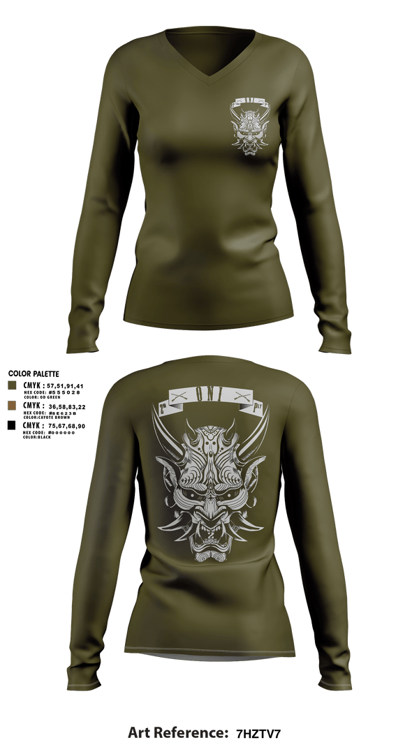 Women's Long Sleeve Vneck Shirt, 2ND PLATOON ONI, Army, Teamtime, Team time, sublimation, custom sports apparel, team uniforms, spirit wear, spiritwear, sports uniforms, custom shirts, team store, custom team store, fundraiser sports, apparel fundraiser
