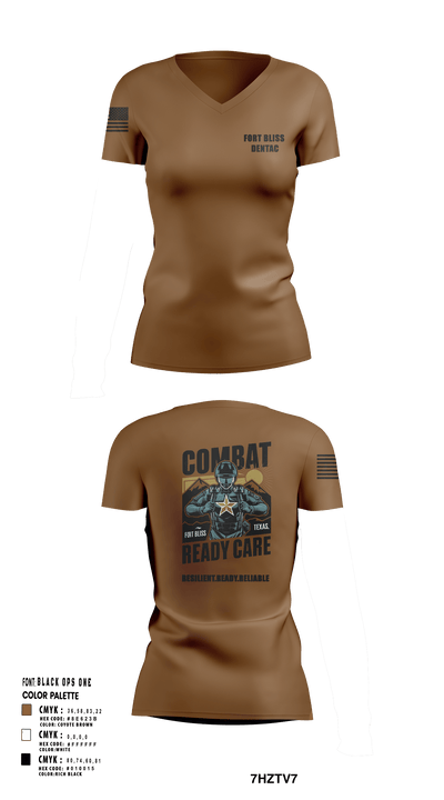 Fort Bliss DENTAC 45605501 Women's Short Sleeve V-neck Shirt - 1