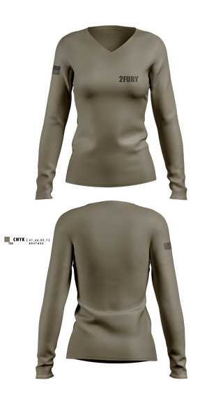Women's Long Sleeve Vneck Shirt, 2fury, Army, Teamtime, Team time, sublimation, custom sports apparel, team uniforms, spirit wear, spiritwear, sports uniforms, custom shirts, team store, custom team store, fundraiser sports, apparel fundraiser