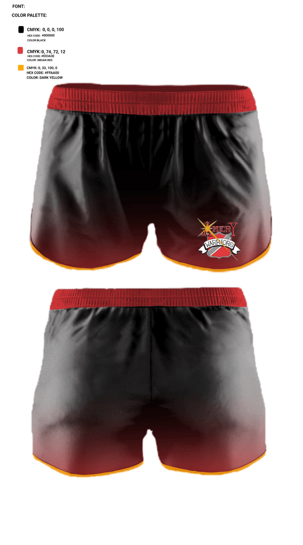 Women's Shorts, Warriors, Football, Teamtime, Team time, sublimation, custom sports apparel, team uniforms, spirit wear, spiritwear, sports uniforms, custom shirts, team store, custom team store, fundraiser sports, apparel fundraiser