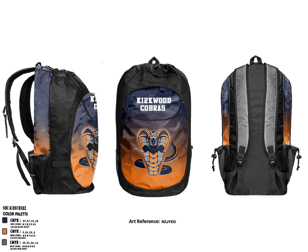 Gear Bag, Kirkwood Cobras, Men's Basketball, Teamtime, Team time, sublimation, custom sports apparel, team uniforms, spirit wear, spiritwear, sports uniforms, custom shirts, team store, custom team store, fundraiser sports, apparel fundraiser